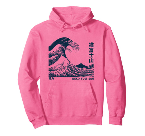 Neko Fuji San Funny Wave Mount Fuji Kitten Hoodie - Novelty Apparel Unisex - T-Shirt, Sweatshirt, Hoodie
