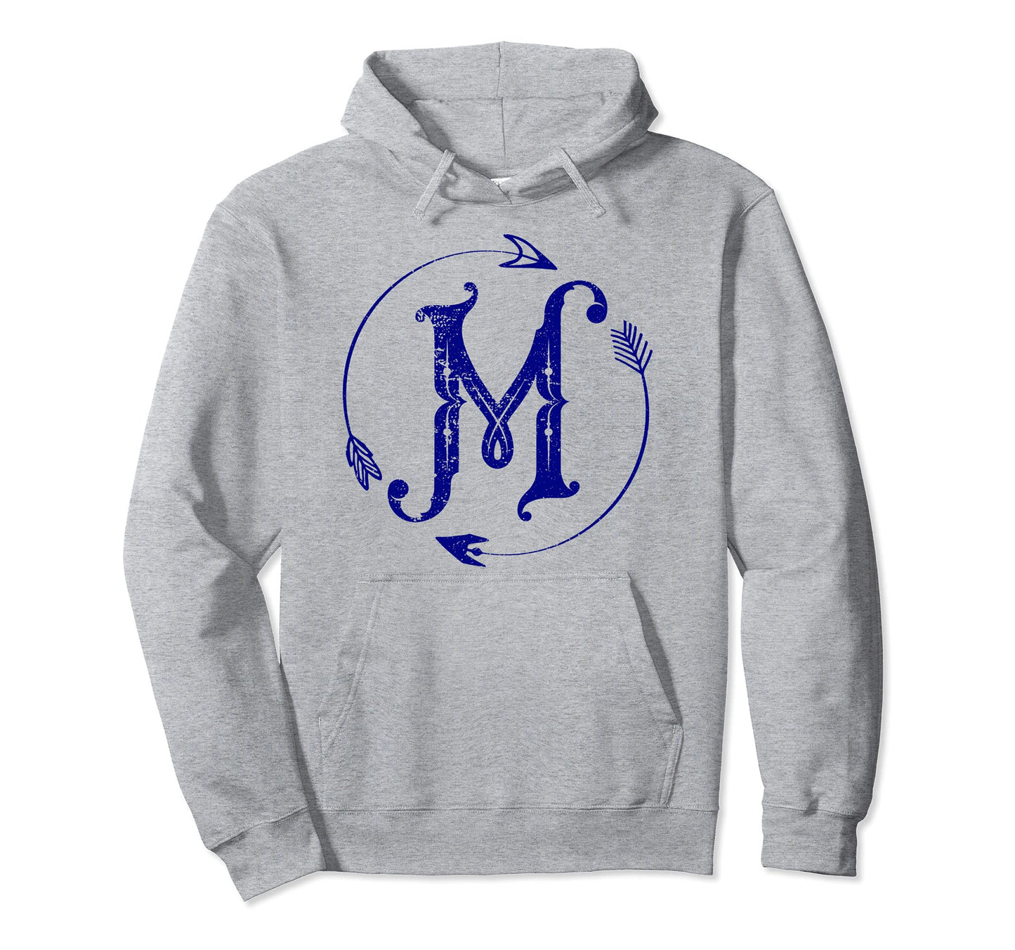 Initial M Monogram Boho Name Letter Hoodie - Fun Novelty Design for Adults - T-Shirt, Sweatshirt, Hoodie