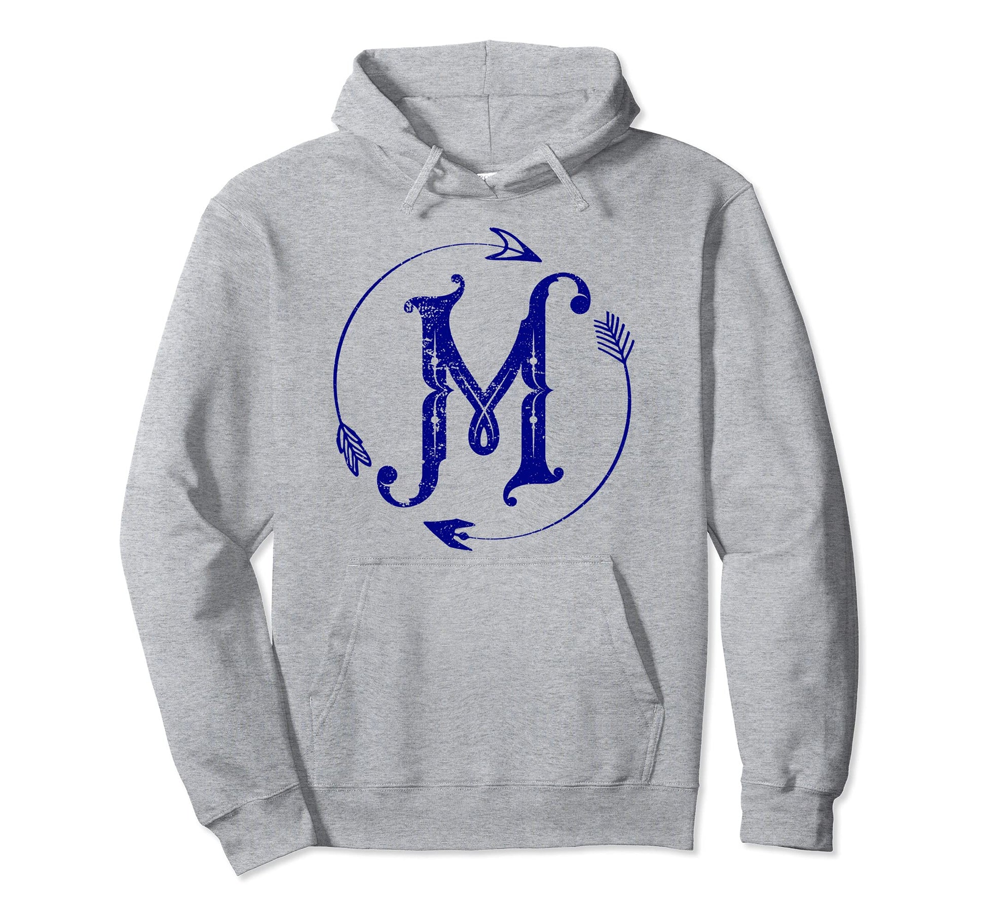 Initial M Monogram Boho Name Letter Hoodie - Fun Novelty Design for Adults - T-Shirt, Sweatshirt, Hoodie