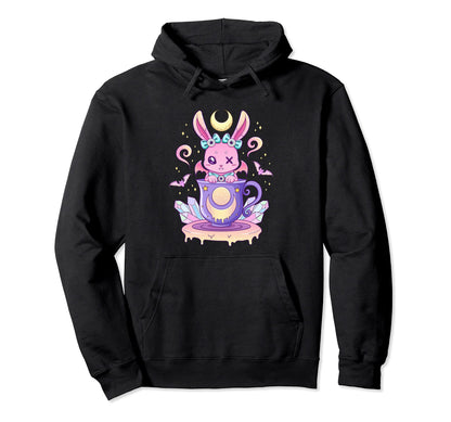 Kawaii Pastel Goth Creepy Bunny Teacup Hoodie - Graphic Print Unisex - T-Shirt, Sweatshirt, Hoodie