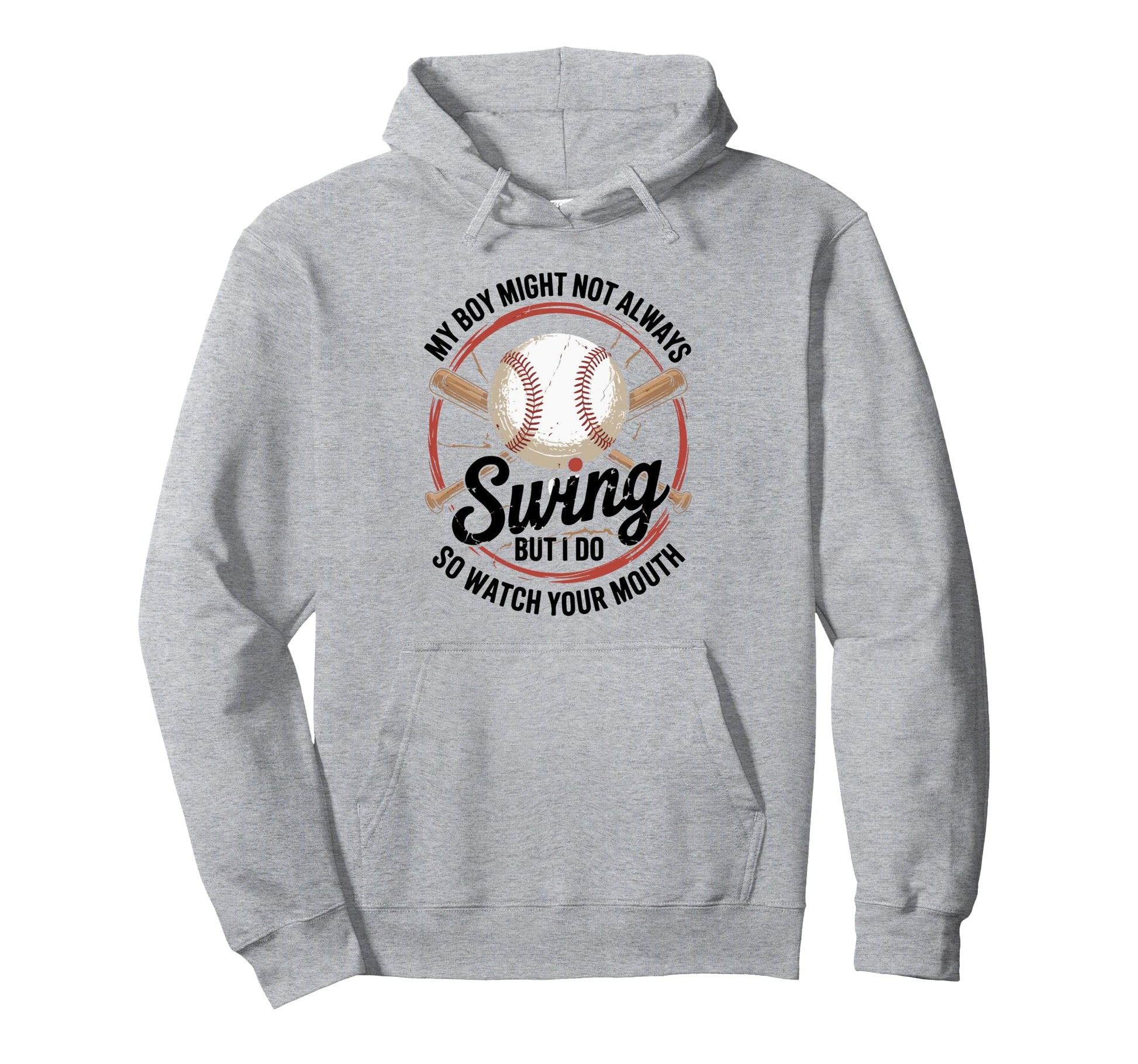 Funny Baseball Parent Swing Joke Hoodie - Novelty Apparel Men Women - T-Shirt, Sweatshirt, Hoodie