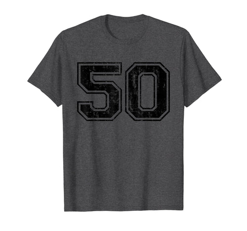 Number 50 Varsity Distressed Sport T-Shirt - Streetwear Style for Adults - T-Shirt, Sweatshirt, Hoodie