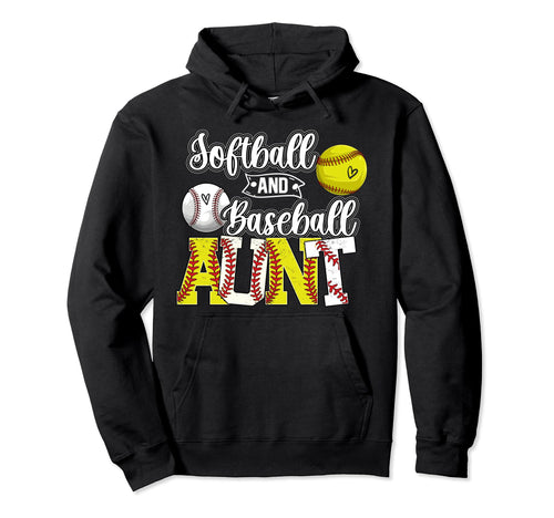 Softball And Baseball Aunt Proud Baseball Hoodie - Trendy Graphic Unisex - T-Shirt, Sweatshirt, Hoodie
