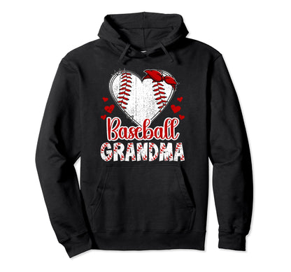 Baseball Grandma Leopard Grandma Baseball Hoodie - Graphic Print Men Women - T-Shirt, Sweatshirt, Hoodie