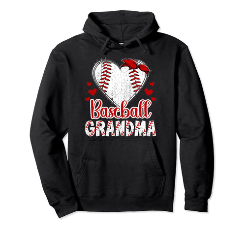 Baseball Grandma Leopard Grandma Baseball Hoodie - Graphic Print Men Women - T-Shirt, Sweatshirt, Hoodie