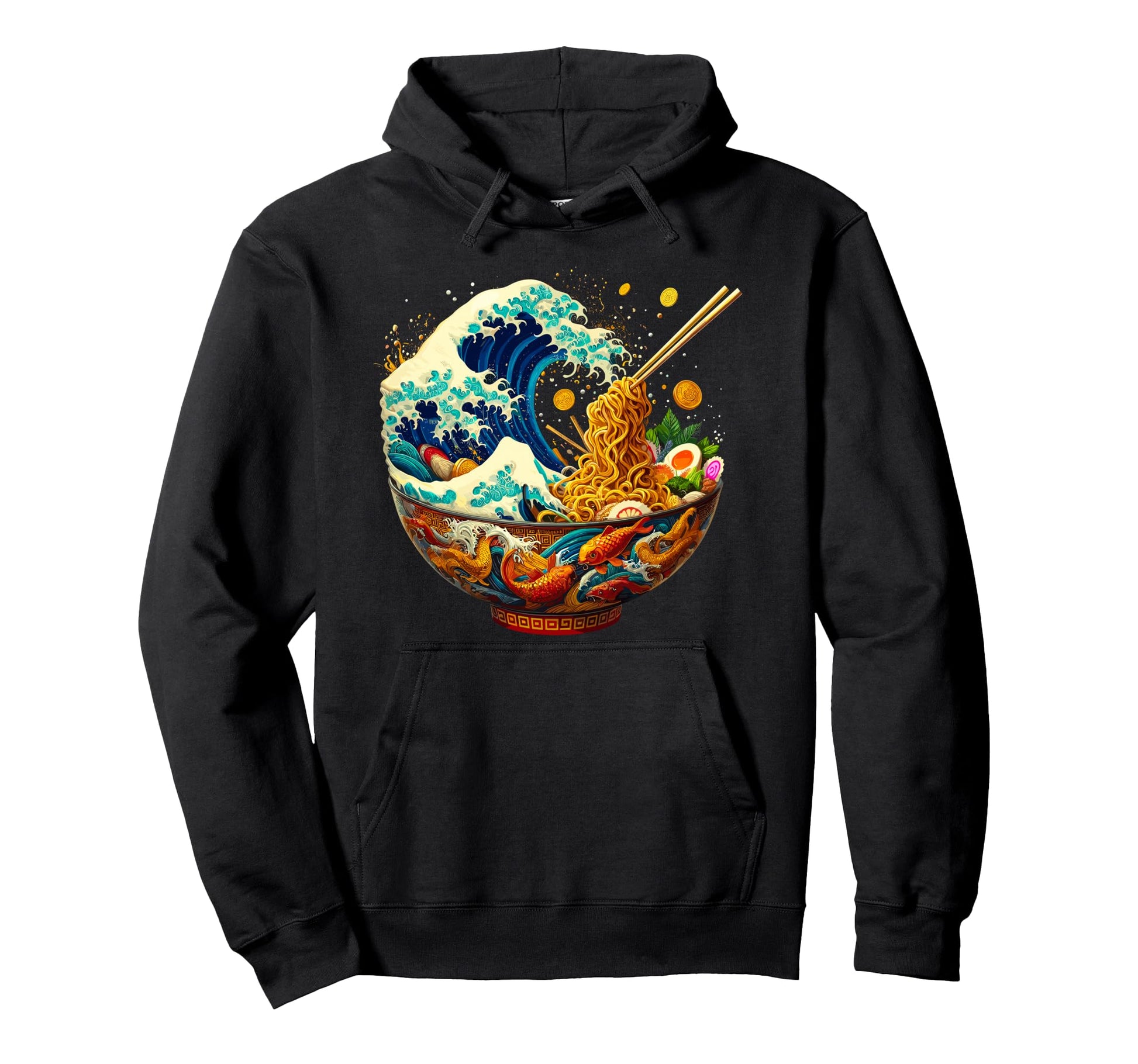 Japanese Kanagawa Wave Ramen Anime Noodles Hoodie - Novelty Apparel Unisex - T-Shirt, Sweatshirt, Hoodie
