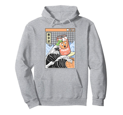Peach Soda Surfing Kanagawa Wave Kawaii Hoodie - Trendy Graphic for Adults - T-Shirt, Sweatshirt, Hoodie