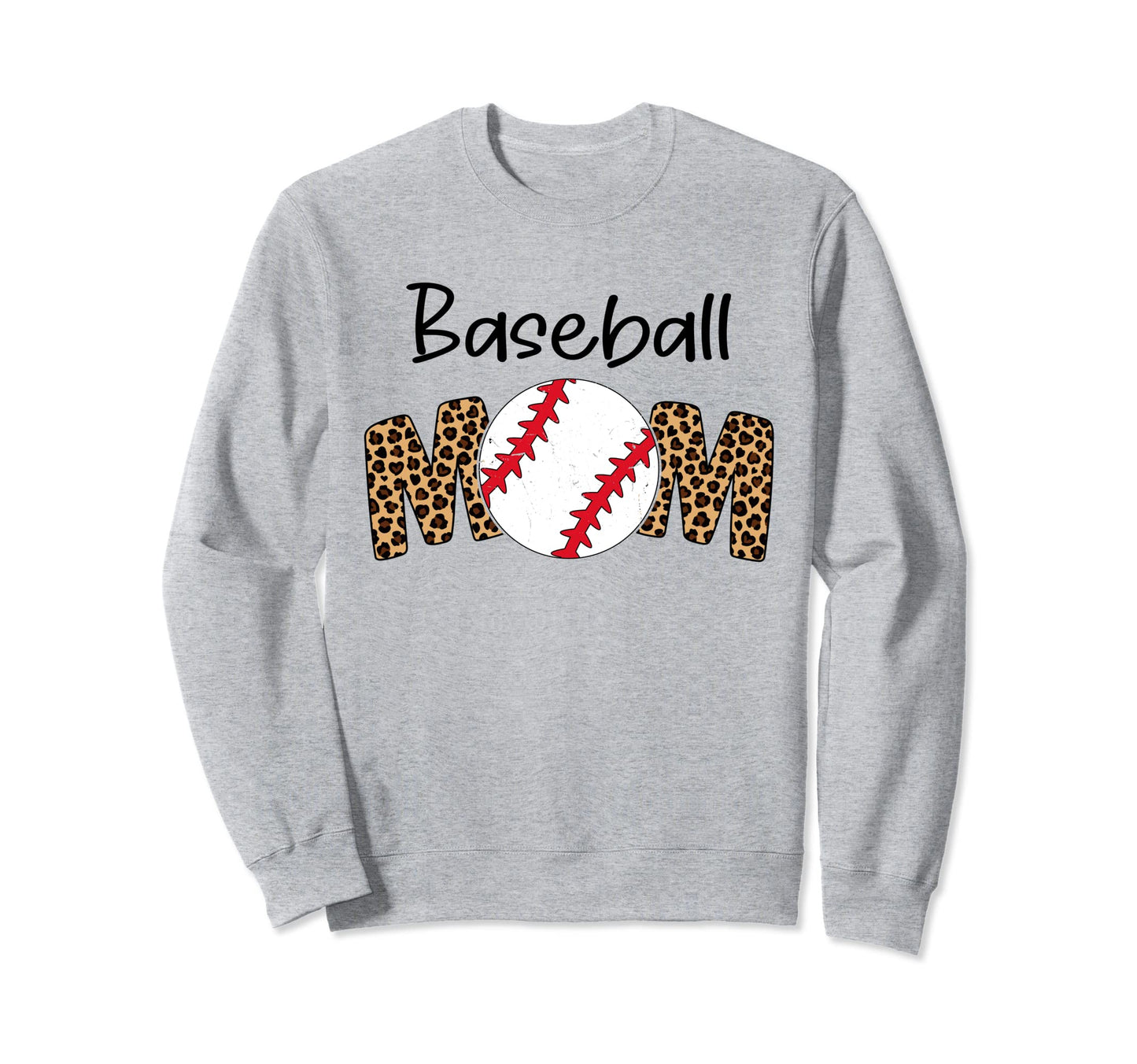 Baseball Mom Leopard Funny Softball Sweatshirt - Unique Graphic Men Women - T-Shirt, Sweatshirt, Hoodie