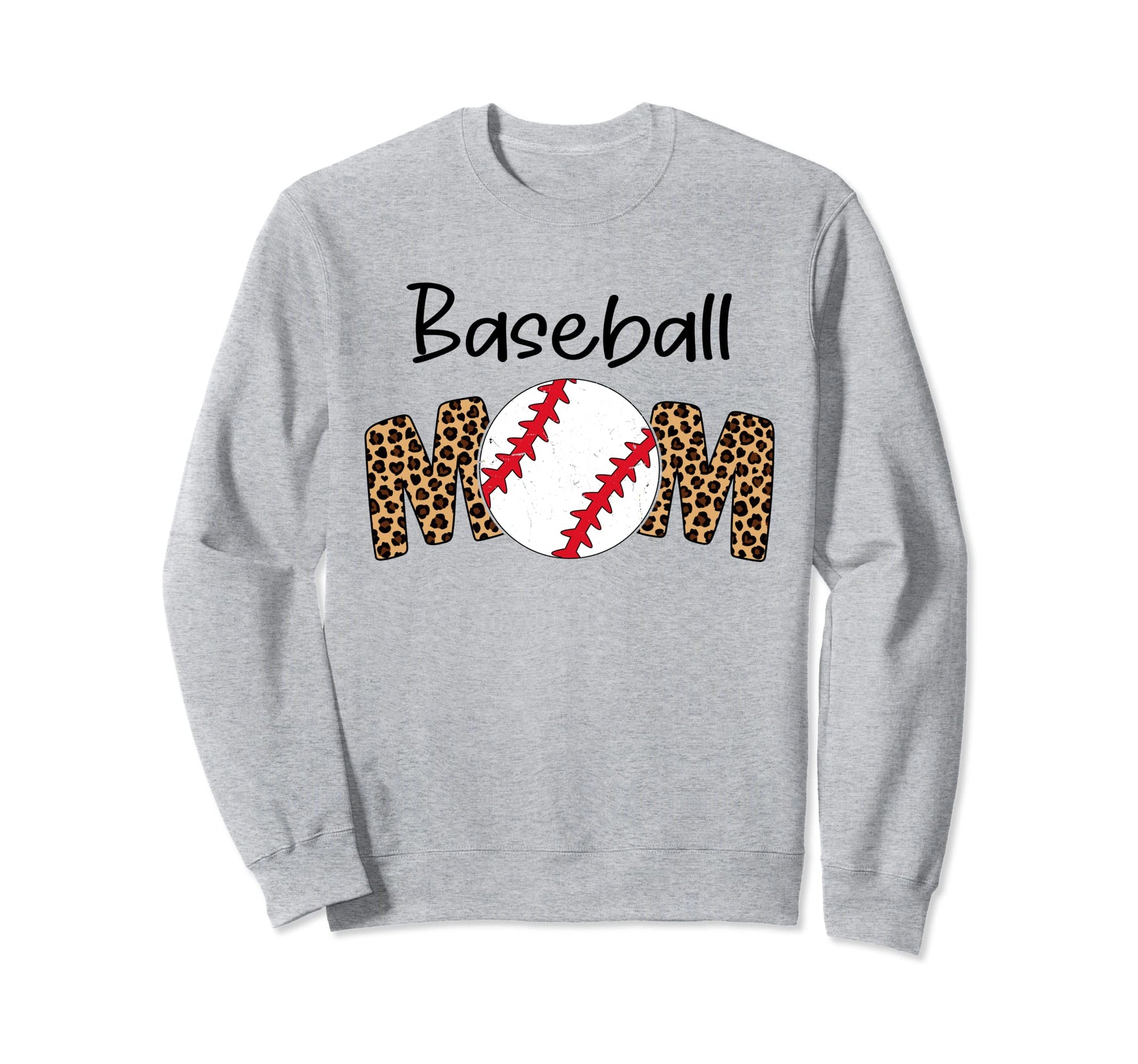 Baseball Mom Leopard Funny Softball Sweatshirt - Unique Graphic Men Women - T-Shirt, Sweatshirt, Hoodie