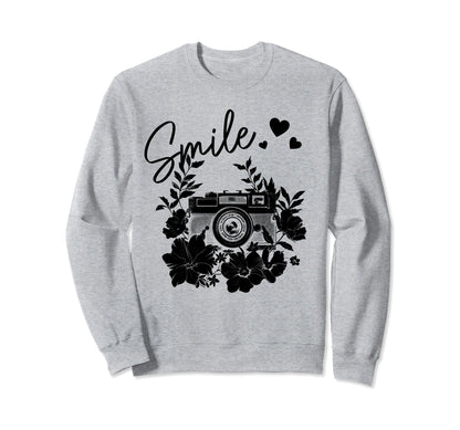 Photographer Smile Camera Flowers Sweatshirt - Streetwear Style Unisex - T-Shirt, Sweatshirt, Hoodie