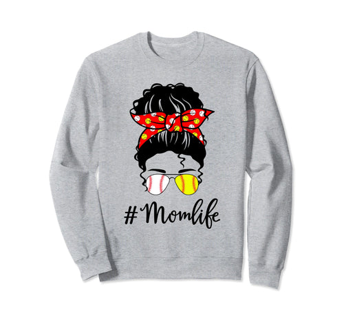 Baseball Softball Mom Messy Sweatshirt - Casual Everyday Wear Men Women - T-Shirt, Sweatshirt, Hoodie