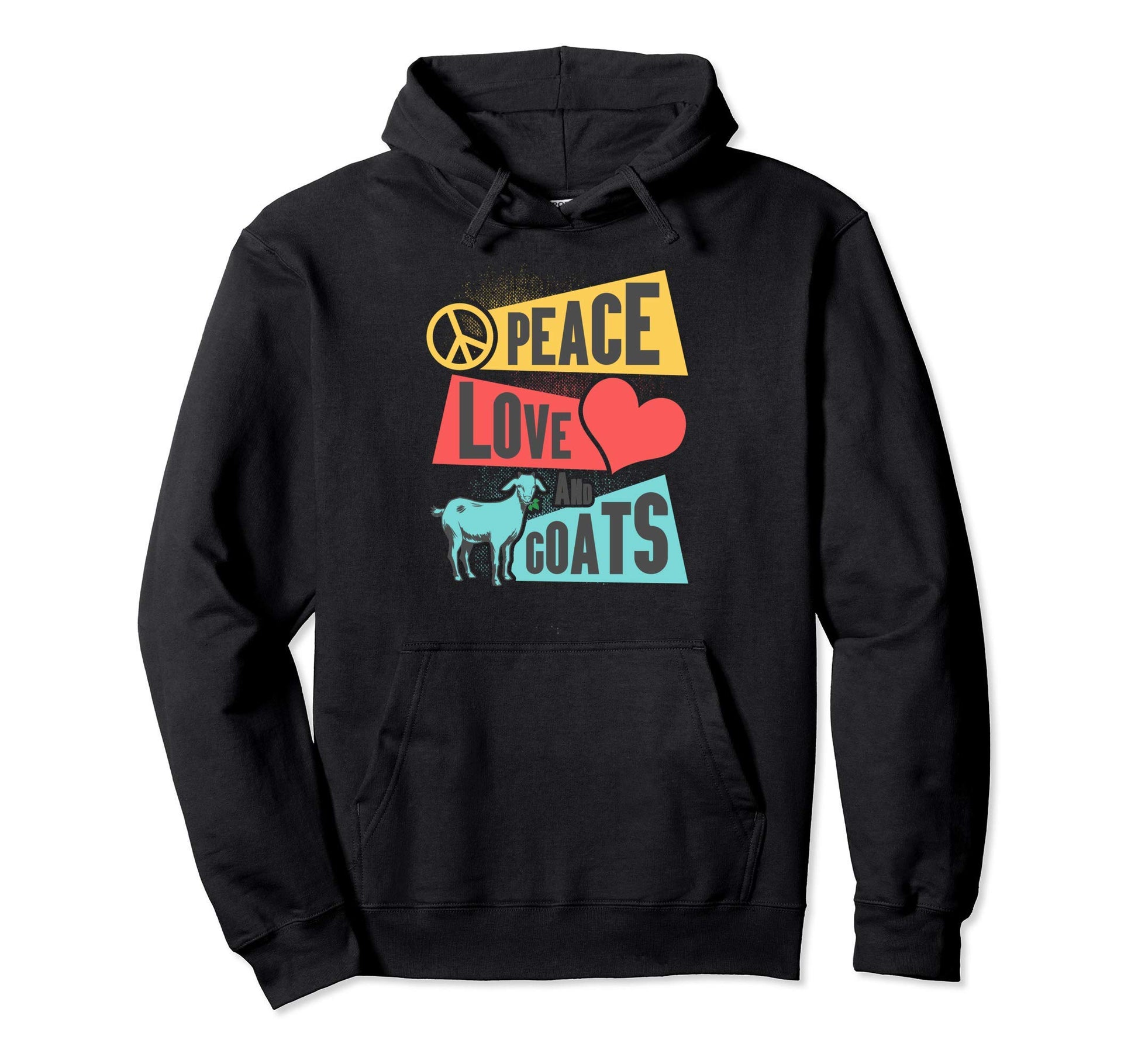 Peace Love Goats Hoodie - Unique Graphic Unisex - T-Shirt, Sweatshirt, Hoodie