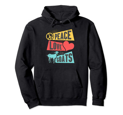 Peace Love Goats Hoodie - Unique Graphic Unisex - T-Shirt, Sweatshirt, Hoodie