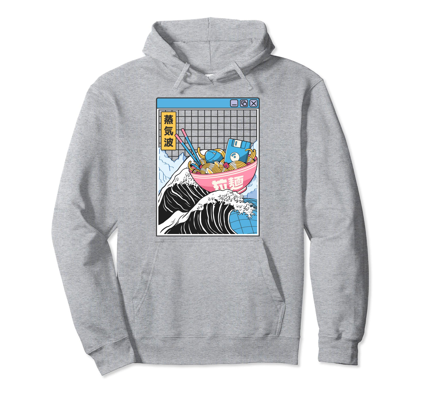 Digital Ramen Bowl Kanagawa Wave Hoodie - Trendy Graphic for Adults - T-Shirt, Sweatshirt, Hoodie
