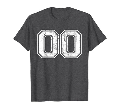 Number 00 Varsity Distressed Sports T-Shirt - Aesthetic Graphic Unisex - T-Shirt, Sweatshirt, Hoodie