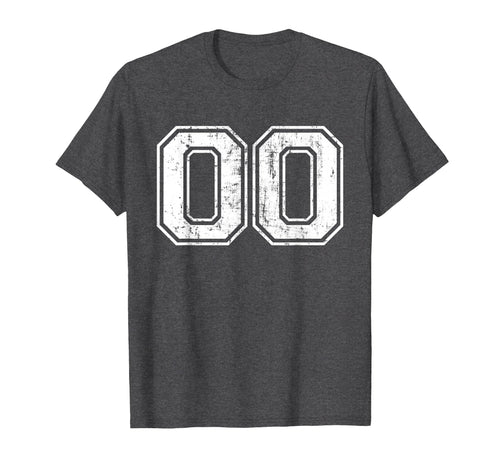 Number 00 Varsity Distressed Sports T-Shirt - Aesthetic Graphic Unisex - T-Shirt, Sweatshirt, Hoodie