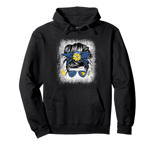 Messy Bun Blue Gold Cheer Football Hoodie - Streetwear Style Men Women - T-Shirt, Sweatshirt, Hoodie