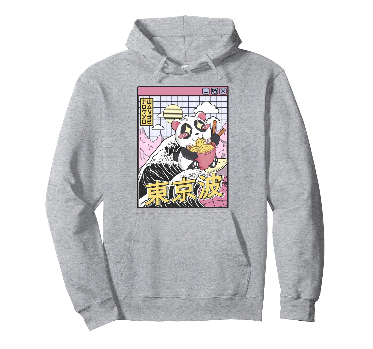 Panda Bear Ramen Japanese Wave Vaporwave Hoodie - Aesthetic Graphic Unisex - T-Shirt, Sweatshirt, Hoodie