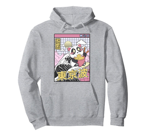 Panda Bear Ramen Japanese Wave Vaporwave Hoodie - Aesthetic Graphic Unisex - T-Shirt, Sweatshirt, Hoodie