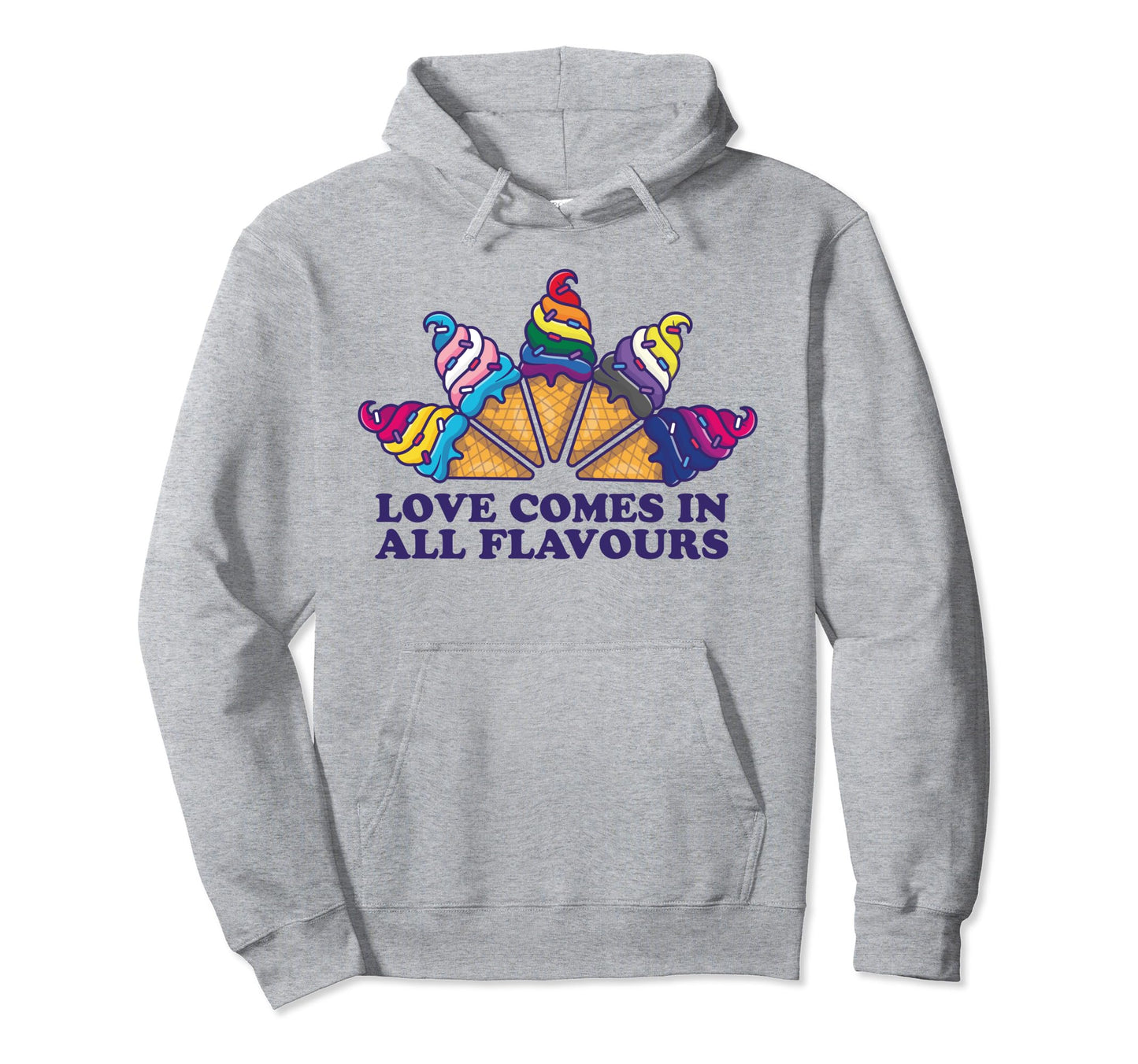 Lgbt Pride Ice Cream Love Comes All Hoodie - Novelty Apparel for Adults - T-Shirt, Sweatshirt, Hoodie