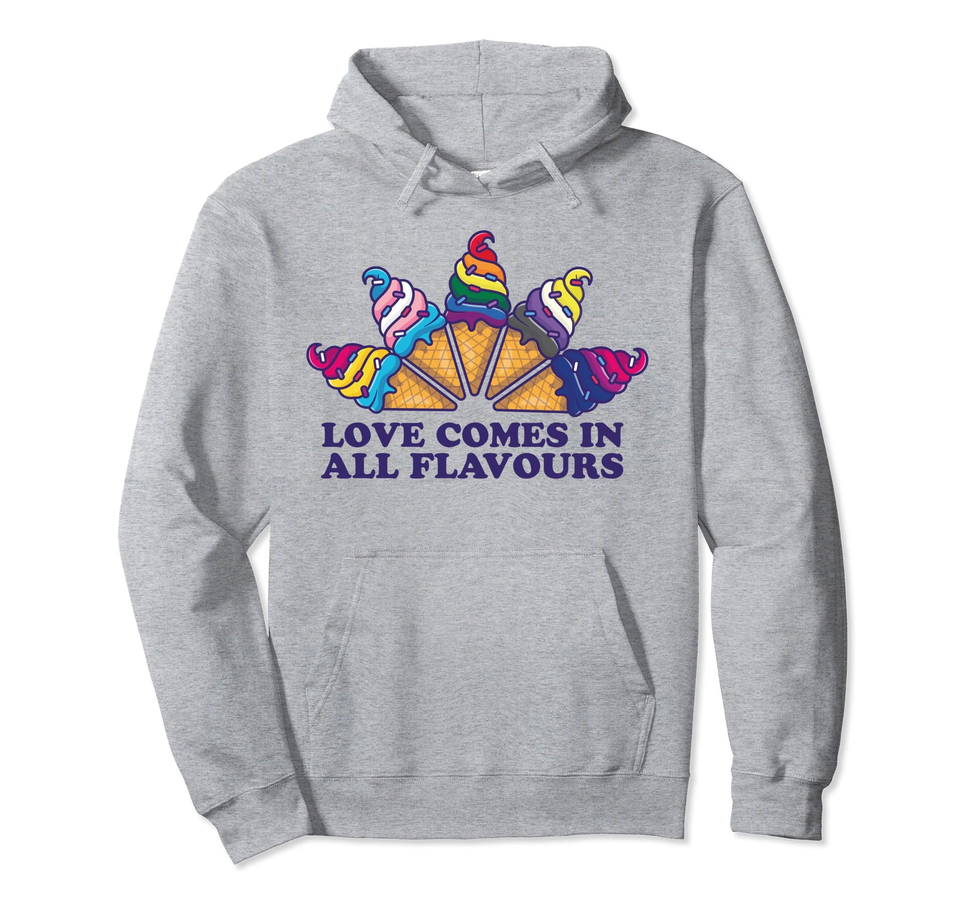 Lgbt Pride Ice Cream Love Comes All Hoodie - Novelty Apparel for Adults - T-Shirt, Sweatshirt, Hoodie