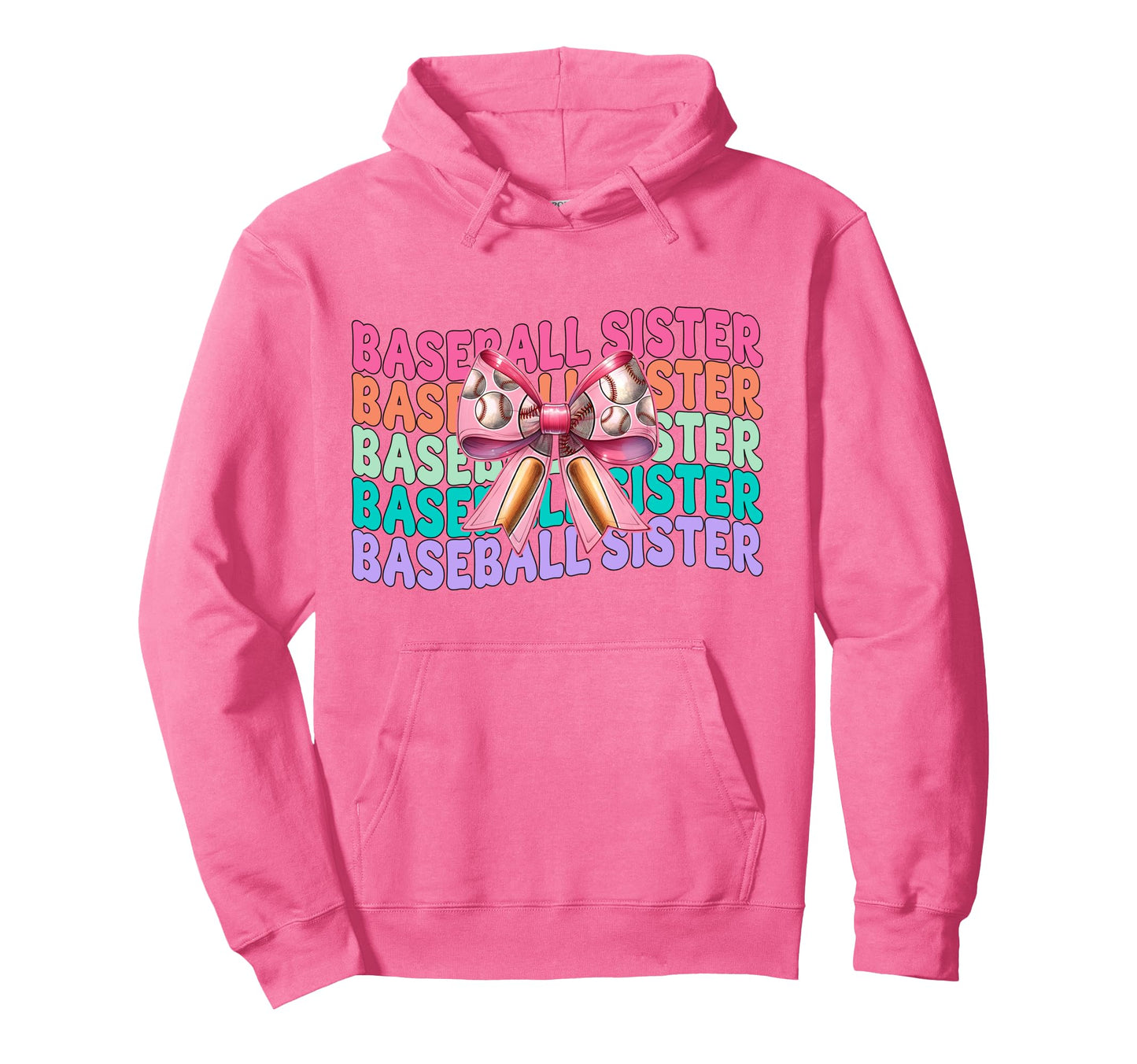 Baseball Sister Baseball Coquette Bow Hoodie - Minimalist Print Unisex - T-Shirt, Sweatshirt, Hoodie