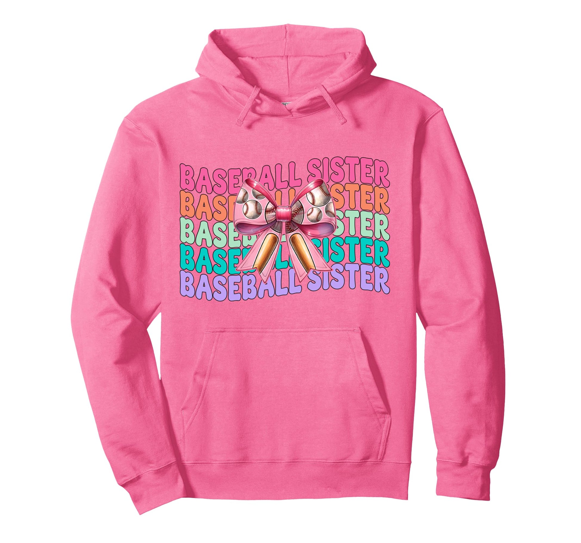 Baseball Sister Baseball Coquette Bow Hoodie - Minimalist Print Unisex - T-Shirt, Sweatshirt, Hoodie