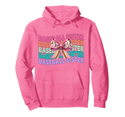 Baseball Sister Baseball Coquette Bow Hoodie - Minimalist Print Unisex - T-Shirt, Sweatshirt, Hoodie