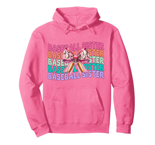 Baseball Sister Baseball Coquette Bow Hoodie - Minimalist Print Unisex - T-Shirt, Sweatshirt, Hoodie
