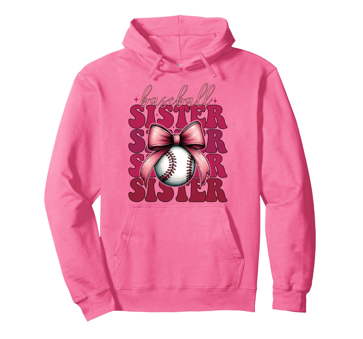 Baseball Sister Baseball Coquette Bow Hoodie - Trendy Graphic Unisex - T-Shirt, Sweatshirt, Hoodie