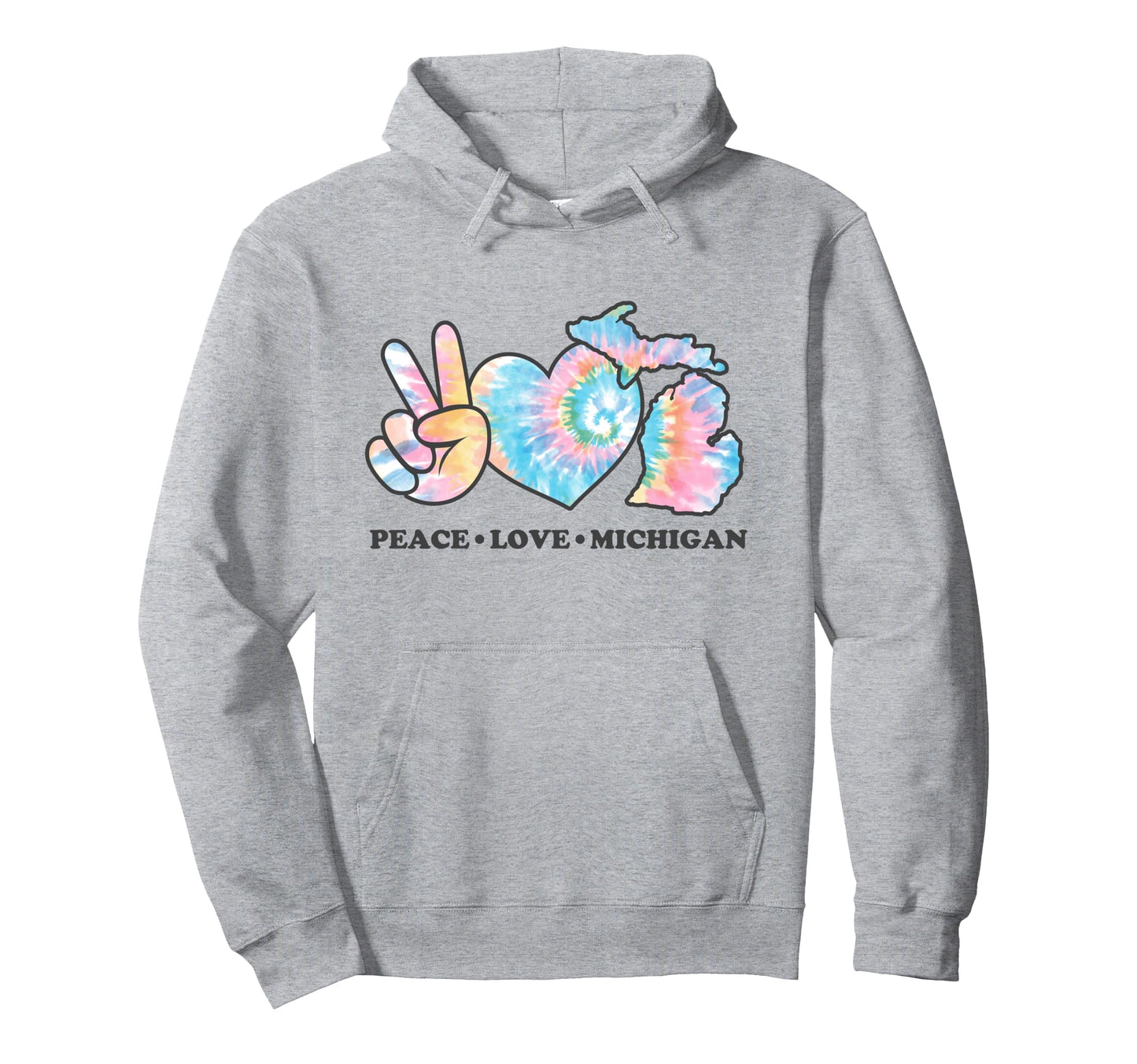 Peace Love Michigan Hoodie - Trendy Graphic for Adults - T-Shirt, Sweatshirt, Hoodie