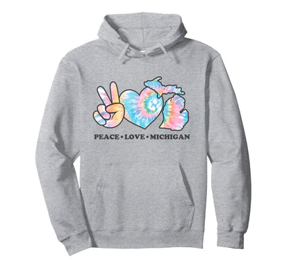 Peace Love Michigan Hoodie - Trendy Graphic for Adults - T-Shirt, Sweatshirt, Hoodie