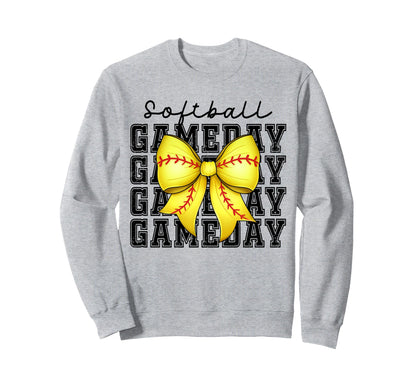 Softball Game Day Mom Coquette Sweatshirt - Streetwear Style for Adults - T-Shirt, Sweatshirt, Hoodie