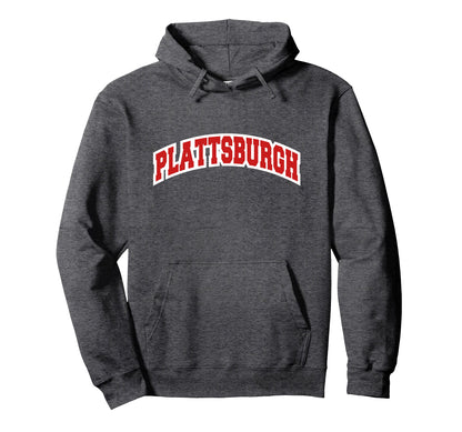Plattsburgh New York Varsity Hoodie - Minimalist Print for Adults - T-Shirt, Sweatshirt, Hoodie