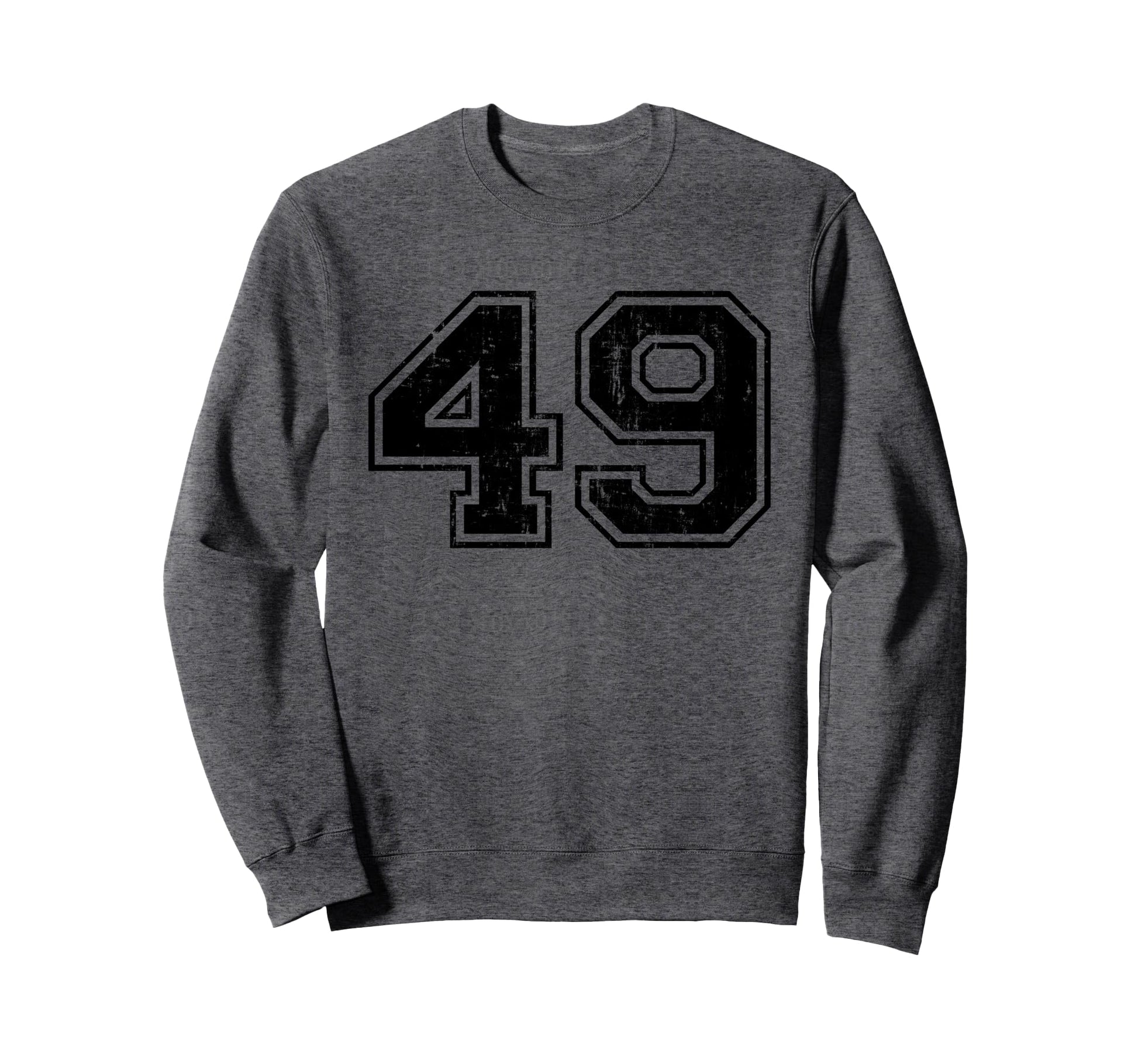 Number 49 Varsity Distressed Sweatshirt - Minimalist Print for Adults - T-Shirt, Sweatshirt, Hoodie