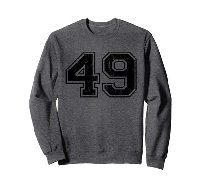 Number 49 Varsity Distressed Sweatshirt - Minimalist Print for Adults - T-Shirt, Sweatshirt, Hoodie