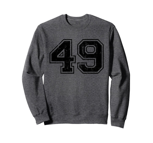Number 49 Varsity Distressed Sweatshirt - Minimalist Print for Adults - T-Shirt, Sweatshirt, Hoodie