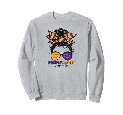 Purple And Gold Vibes Only Football Sweatshirt - Custom Art Print Unisex - T-Shirt, Sweatshirt, Hoodie