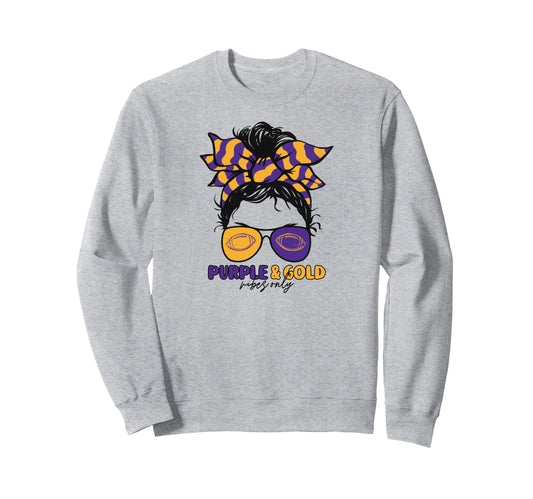 Purple And Gold Vibes Only Football Sweatshirt - Custom Art Print Unisex - T-Shirt, Sweatshirt, Hoodie