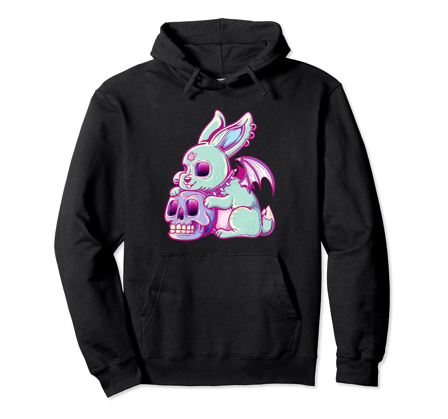 Kawaii Pastel Goth Creepy Rabbit Hoodie - Casual Everyday Wear Men Women - T-Shirt, Sweatshirt, Hoodie