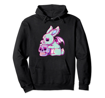 Kawaii Pastel Goth Creepy Rabbit Hoodie - Casual Everyday Wear Men Women - T-Shirt, Sweatshirt, Hoodie