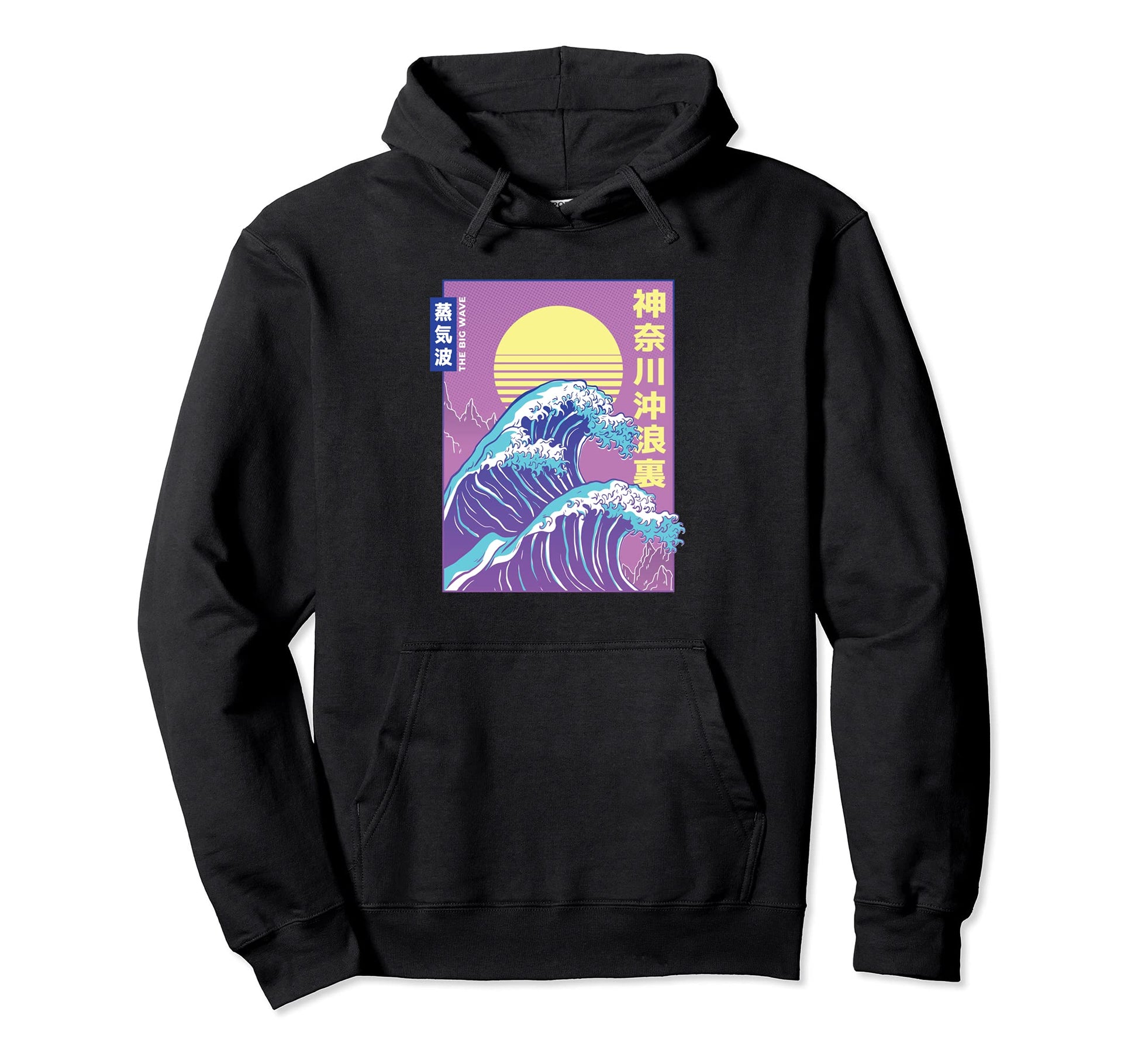 Big Wave Japanese Vaporwave Aesthetic Hoodie - Casual Everyday Wear Unisex - T-Shirt, Sweatshirt, Hoodie
