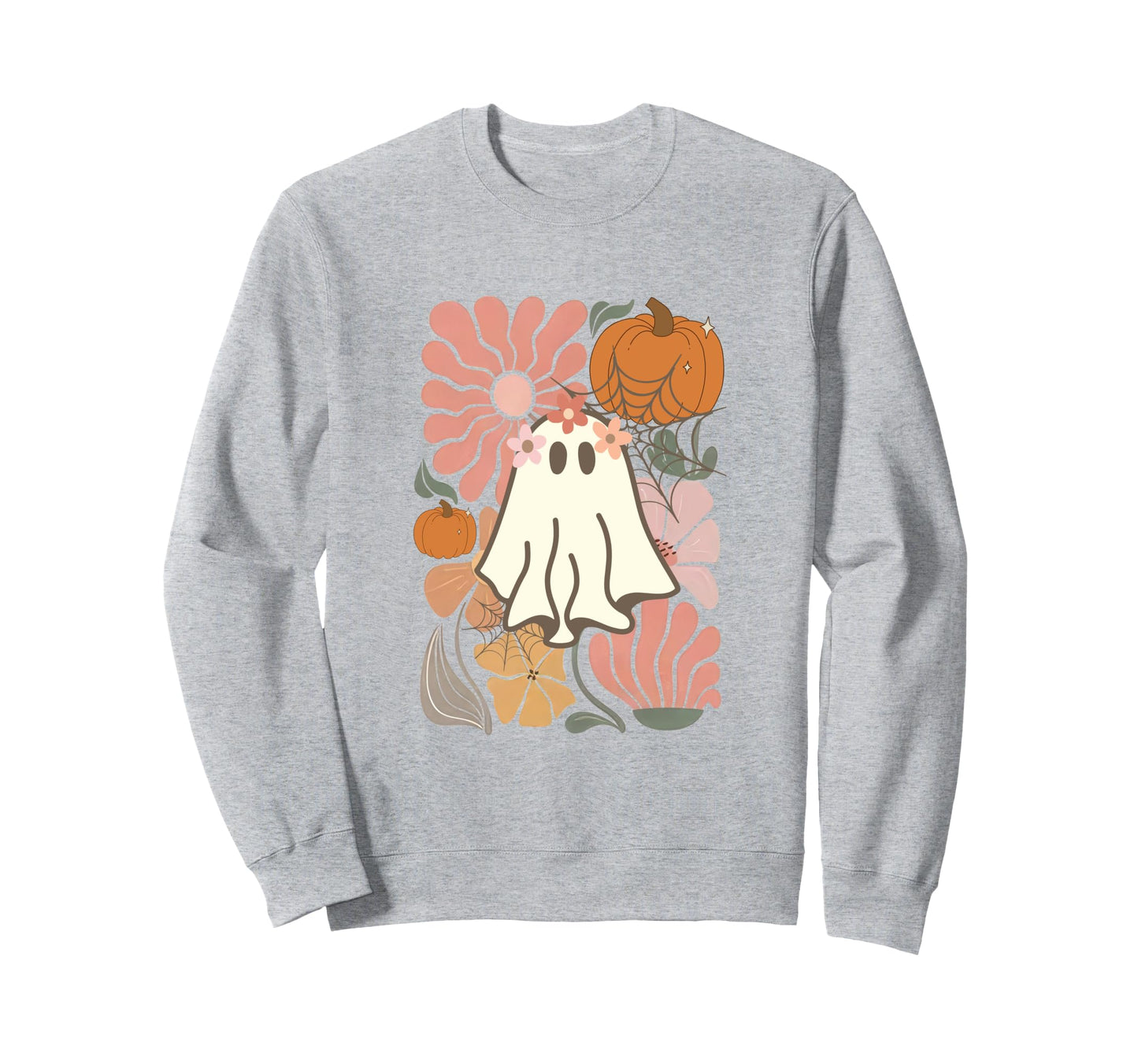 Boho Floral Fall Boho Ghost Sweatshirt - Novelty Apparel Men Women - T-Shirt, Sweatshirt, Hoodie