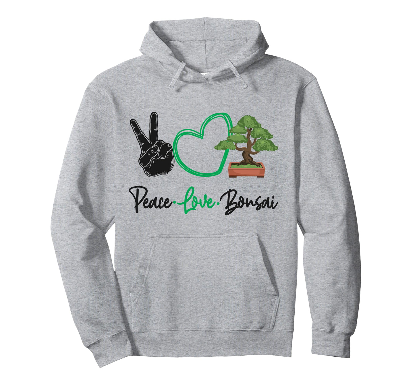 Bonsai Tree Peace Love Bonsai Hoodie - Trendy Graphic for Adults - T-Shirt, Sweatshirt, Hoodie