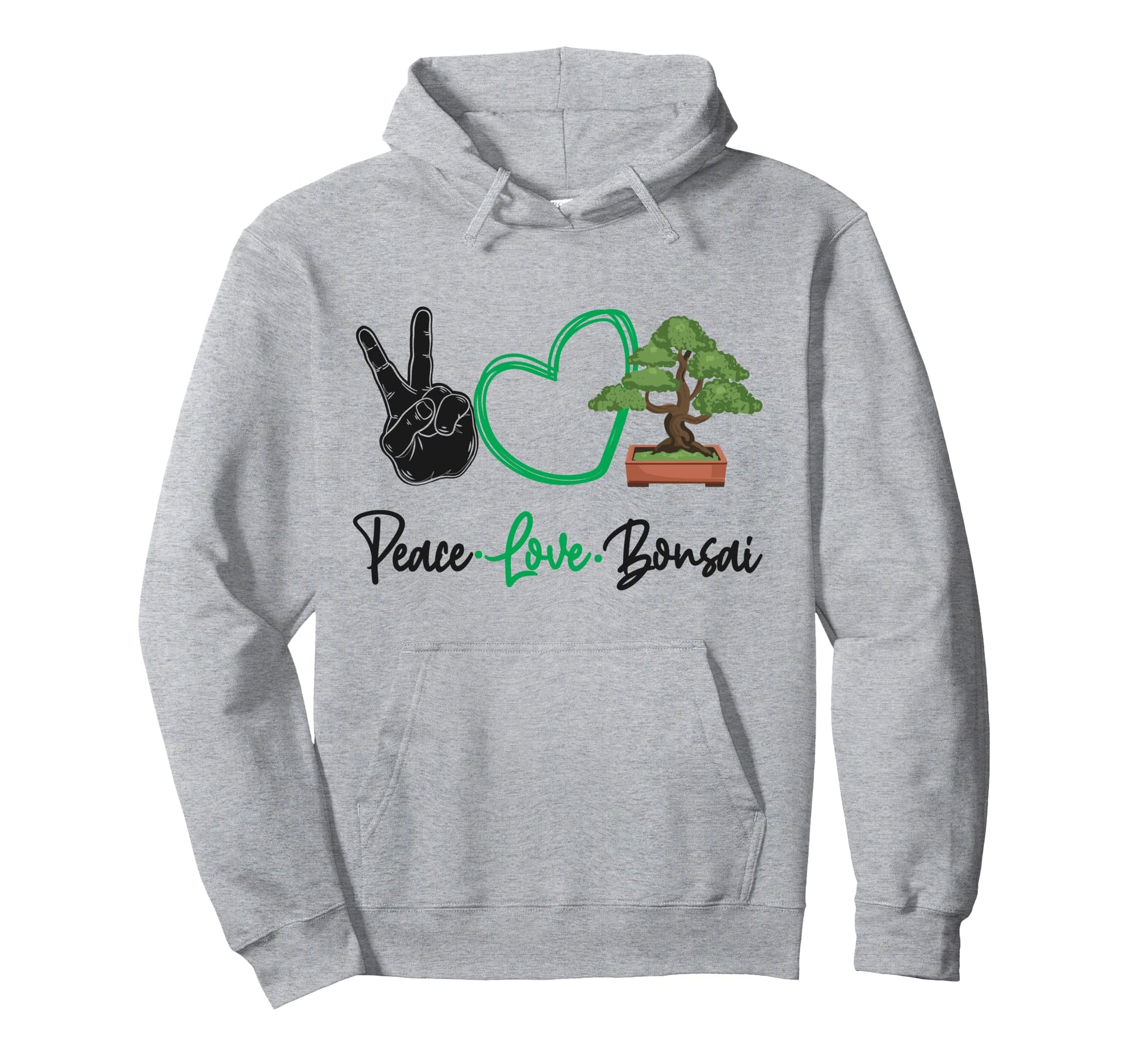 Bonsai Tree Peace Love Bonsai Hoodie - Trendy Graphic for Adults - T-Shirt, Sweatshirt, Hoodie