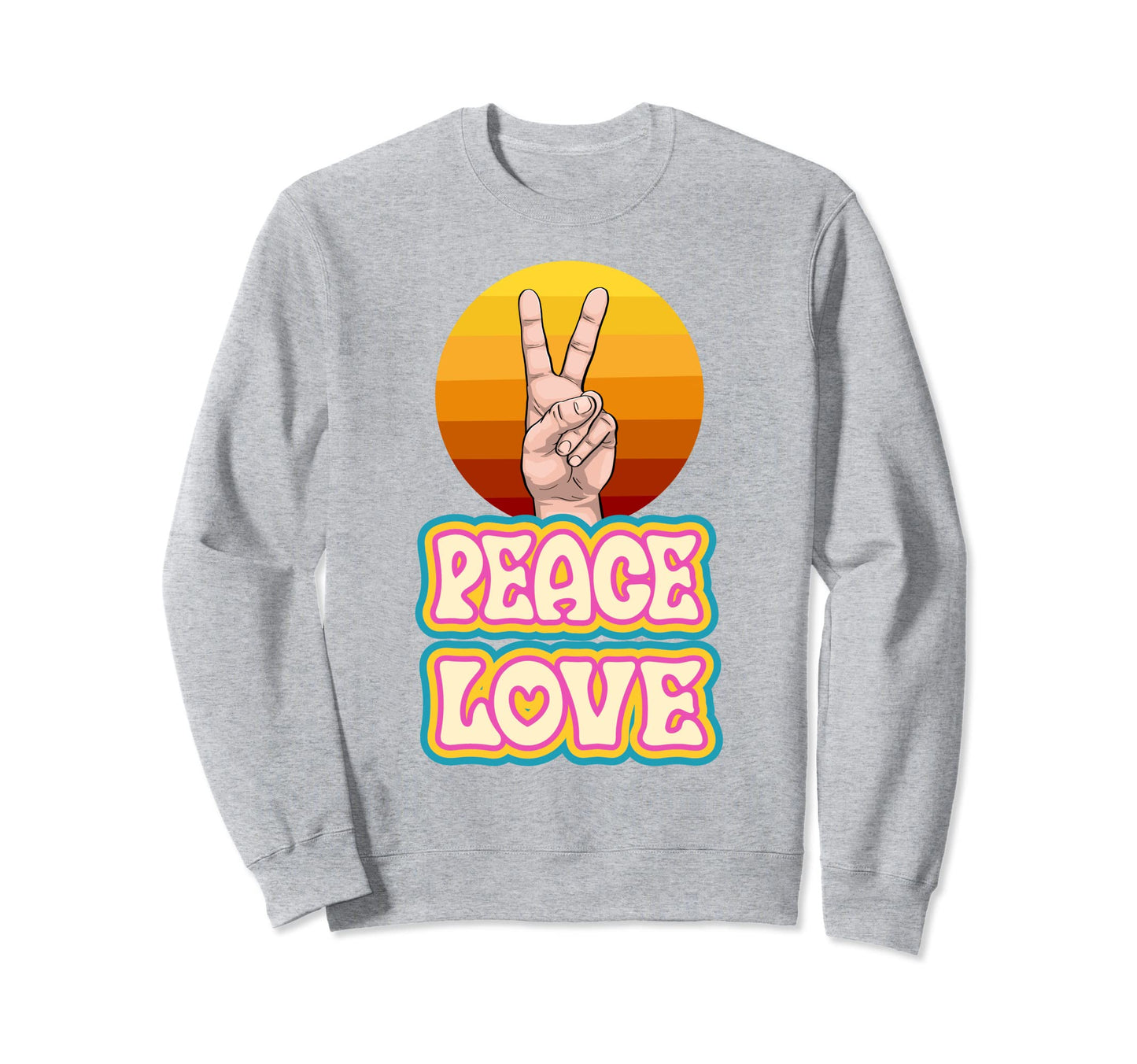 Peace Love Finger Funny Hand Peace Sweatshirt - Minimalist Print Men Women - T-Shirt, Sweatshirt, Hoodie