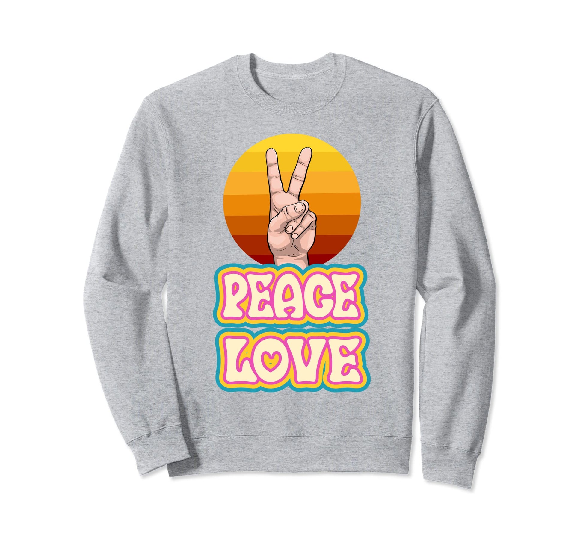 Peace Love Finger Funny Hand Peace Sweatshirt - Minimalist Print Men Women - T-Shirt, Sweatshirt, Hoodie