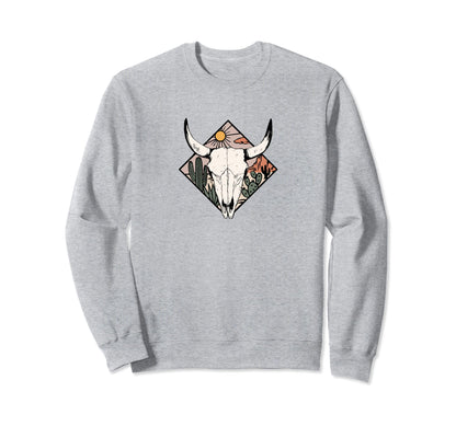 Boho Cow Head Sweatshirt - Trendy Graphic Men Women - T-Shirt, Sweatshirt, Hoodie