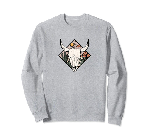 Boho Cow Head Sweatshirt - Trendy Graphic Men Women - T-Shirt, Sweatshirt, Hoodie