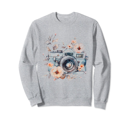 Photographer Camera Flowers Sweatshirt - Aesthetic Graphic for Adults - T-Shirt, Sweatshirt, Hoodie